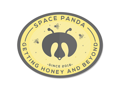 Space Panda badge design flat honey panda space vector yellow