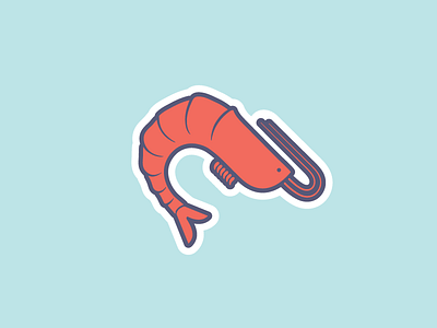 Friends Not Food blue design graphic design illustration illustrator ocean orange sea seafood shrimp sticker vector