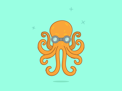 Happy New Beer, Goggles beer blue creatures design graphic design green illustration illustrator octopus orange sea vector