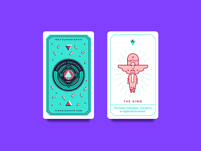 Curious Creatures Tarot Cards cards character creature creatures design graphic design green king purple tarot vector