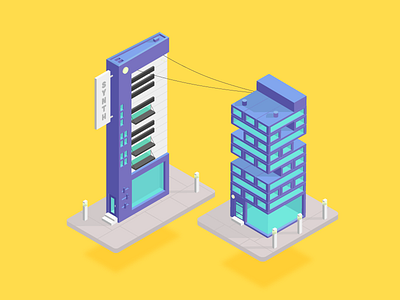 Gene's Synth Bar and Jenga Complex bobs burgers clean design flat illustration isometric minimal mobile vector web