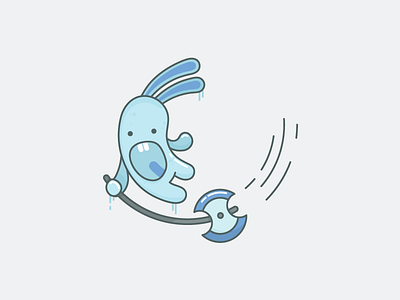 GOT or Raving Rabbids blue bunny clean design flat illustration minimal monster process vector web