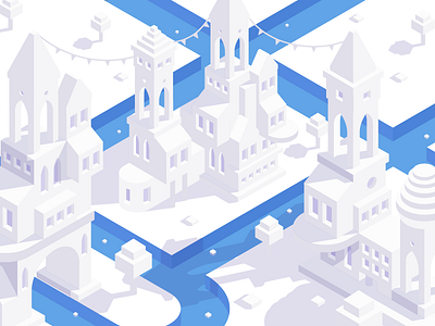 A Flat White Town blue design flat graphic design illustration isometric minimal vector web