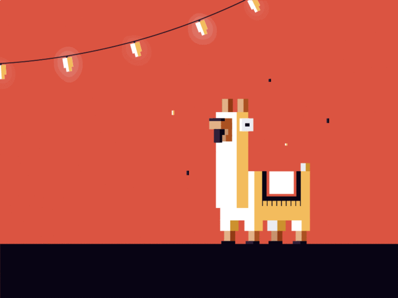 Alpaca New Year animation clean design flat illustration minimal red vector web