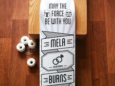 custom skateboard board custom deck design gift illustration logo married skateboard starwars typography wedding