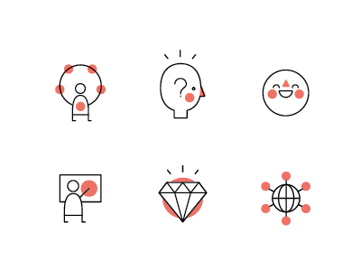 Icon set diamond fun icon learning network red social stroke