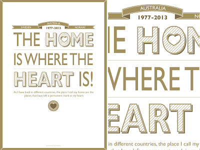 Home gold heart home poster typo