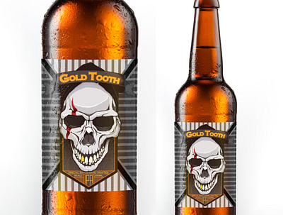 Goldtooth ipa beer beer label bottle ipad skull vector