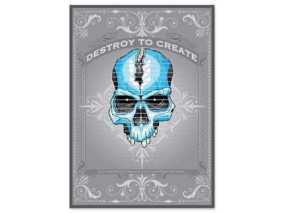Dtc poster create destroy poster poster design skull vector