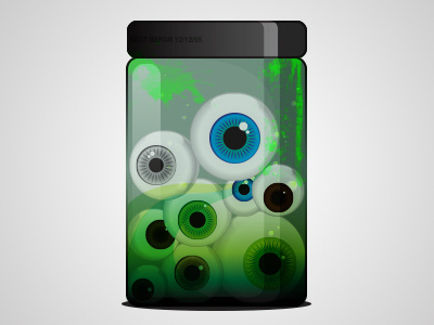 A jar with eyes. cartoon eyes horror jar vector