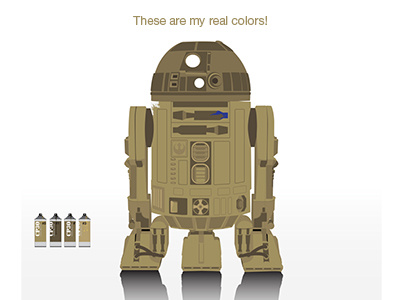 R2D2 real colors! droid gold rd2d robot starwars vector