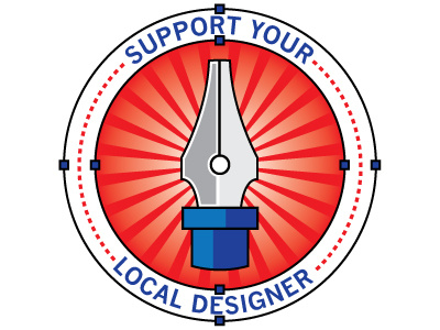 Support Your Local Designer button buttonfrog contest mule playoff rebound sticker