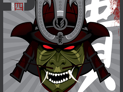 Samurai helmet design illustration illustrator poster typo typography vector