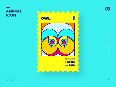 Owl 2018 animal colorful contrast decorative design graphic icon owl poster stamp