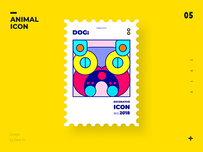 Dog 2018 animal colorful contrast decorative design dog graphic icon poster stamp swisstaste