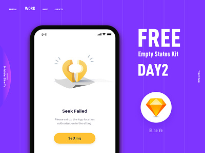 FREE empty states kit - Day2 app colorful design empty error failed free kit page refresh seek state travel ui yellow
