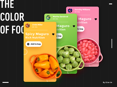 Day2 - The color of food - Interface app colorful dynamic food green pink ui ui ux design ui100days yellow