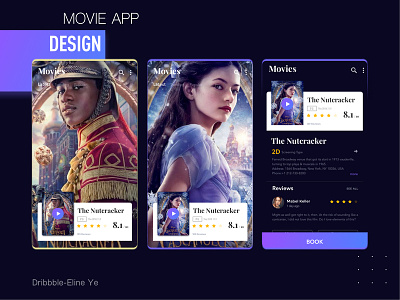 Day4 - Movie Application - interface app art blue cinema interface movie movie app picture pink popular ticket ui ui ux design ui100days