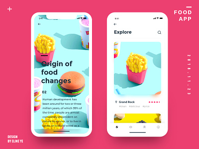 Daily design 18/100 - Food UI app motion animation animation design app colorful app daily ui design dynamics food fried gif hamburger hamburger icon interface motion ui ui100days uidesign ux
