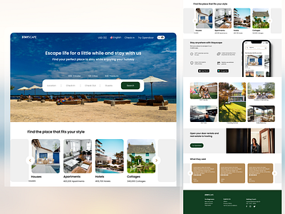 Stayscape - Website Landing Page airbnb dailyui dailyuichallenge design hotelbookingwebsite hotelwebsite landingpage staycation ui uiux unsplash websitelandingpage
