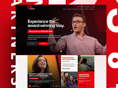 Dribble Engage Education hero homepage landingpage red redesign resource typography ui ux