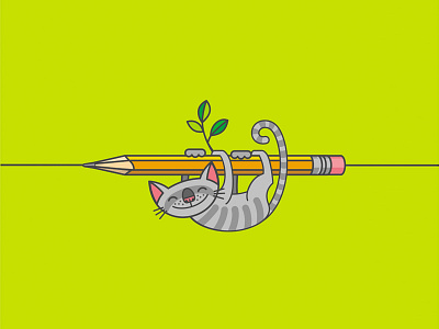 Кот-ленивец cat creativity illustration lazy pencil selfportrait