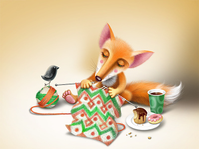 Лиса donut fox knitting tangle thread