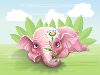 Elephant Martik baby character elephant flower fragrance gift illustration summer