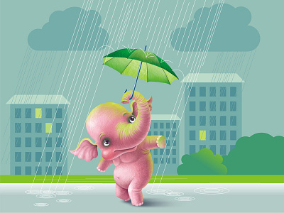 Слон Мартик baby character elephant illustration rain umbrella