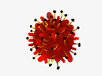 Red COVID-19 structure like 3D virus pneumonia