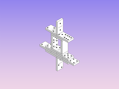 Possible domino tower design digital art dominos game geometric geometry gradient graphic design illustration illustrator impossible geometry isometric minimal tower vector