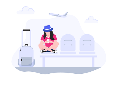 Boarding Time Chat - Chat Anywhere airport boarding chat chennai chennai designer chennai designers corporate flight illustration mobile user waiting