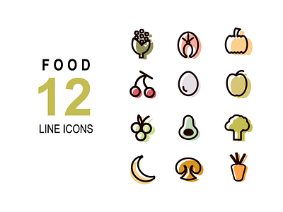12 edible linear icons for your business design graphic design icon illustration ui vector