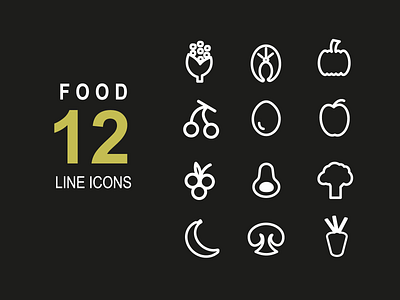 delicious linear icons on black background design graphic design icon illustration vector