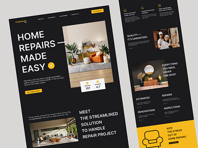Landing Page for the Home Repairs Company 🔨 branding design home page home repair homepage landing lending page logo ui ux website