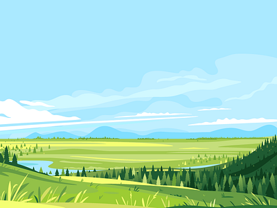 Green valley from the top of hill forest grass hiking illustration landscape mountains travel valley vector walking