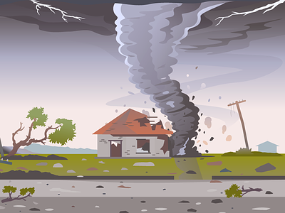 Tornado destroys house disaster illustration storm tornado vector