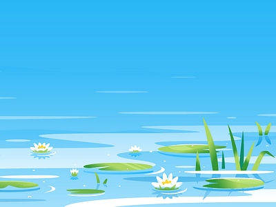 Water lily fishing illustration lake nature vector water water lily