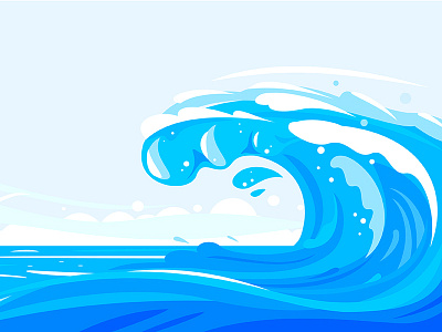 Sea ​​wave illustraion landscape ocean sea surf vector water wave