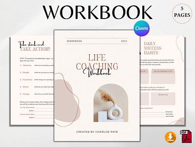 Life Coaching Workbook branding design graphic design planner print design printable workbook