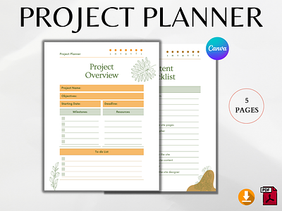 Project Planner design graphic design planner print design printable project