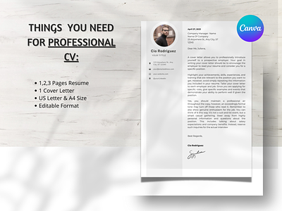 Professional Simple Resume Layout Editable branding design graphic design print design printable