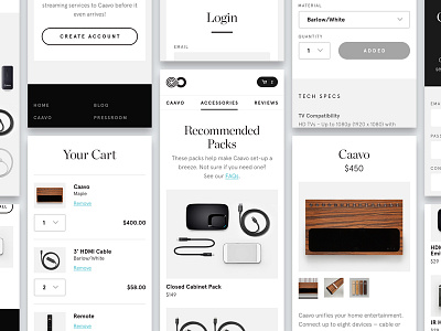 Caavo E-commerce cart detail ecommerce editorial interface mobile product text title typography ui visual design