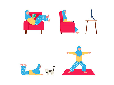 Relaxing Activity At Home activity flat illustration islma muslim relaxing religion vector