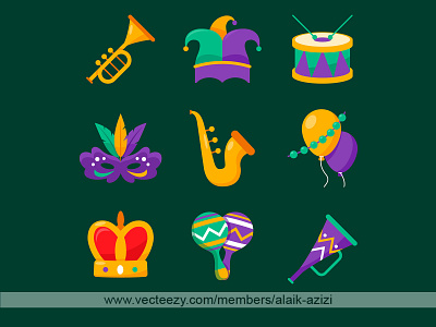 Mardi Gras Party Festivity Icons celebration illustration mardi gras party vector