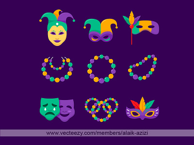 Festive Of Mardi Gras Party Icons