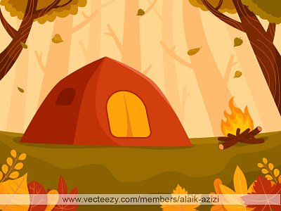 Camping Between Woods In Fall Season activity autumn background camping fall nature outdoor tent vecteezy