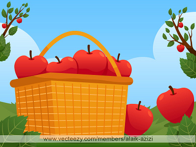 Basket Full Of Red Apple apple background fall harvest picking season vecteezy
