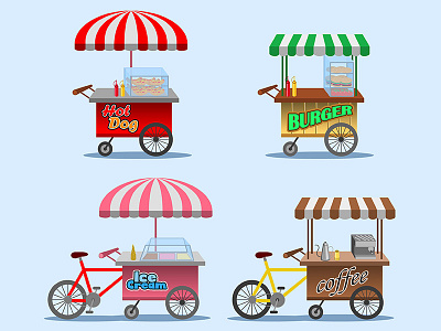 Street Food Stall bicycle cart food market mobile seller stall street vendor