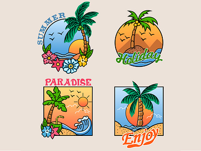 Paradise Palm Tree Cheerful Badge Collection